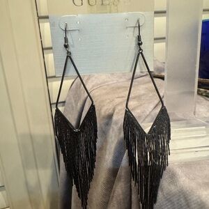 Guess Black Fringe Earrings